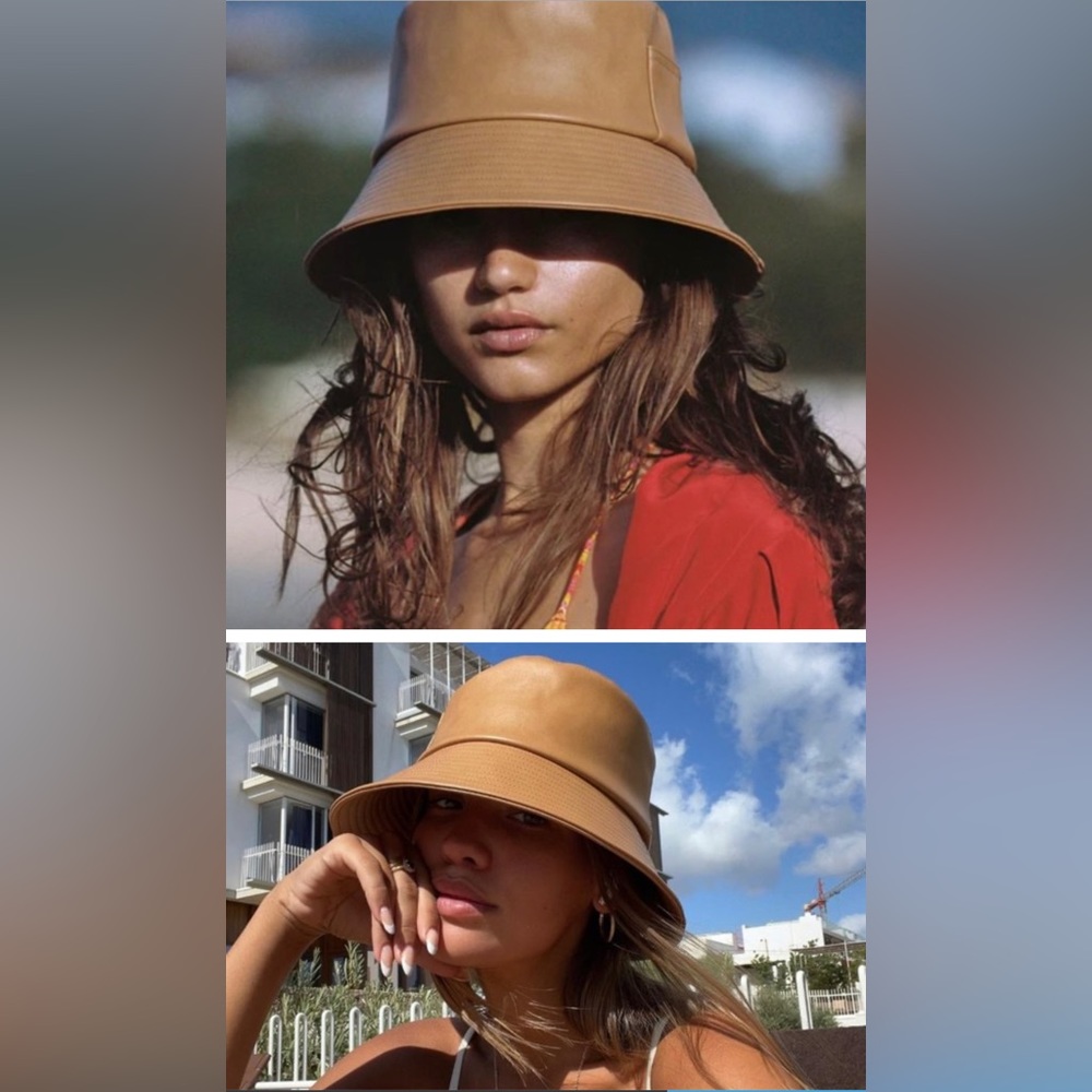 Lack Of Color Wave bucket hat tan vegan leather M-L Tan Brown
